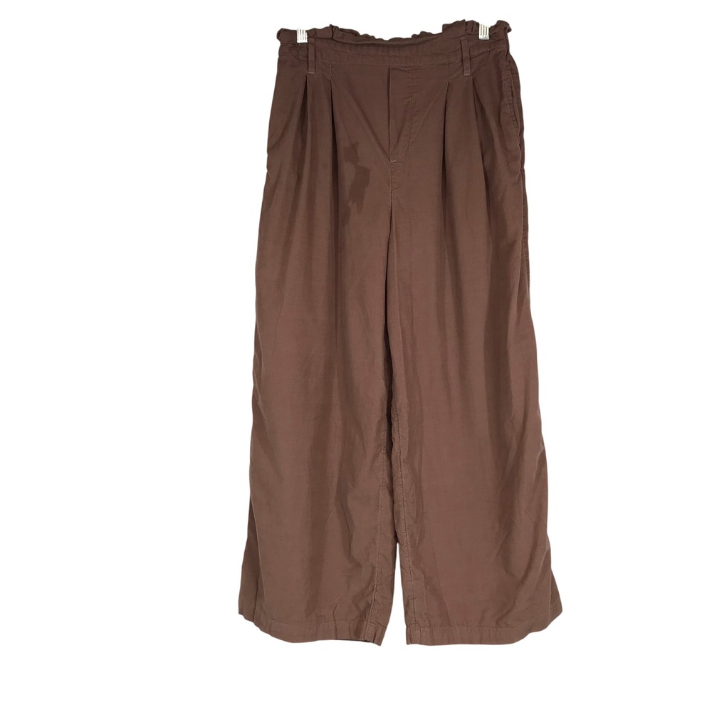 American Eagle Womens Medium Mauve Brown Corduroy Wide Leg Paperbag Waist Pants